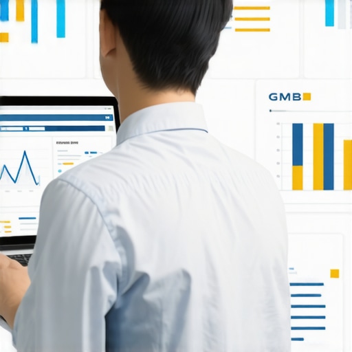 Analyzing Local SEO Data for GMB Person reviewing Google My Business analytics on a laptop