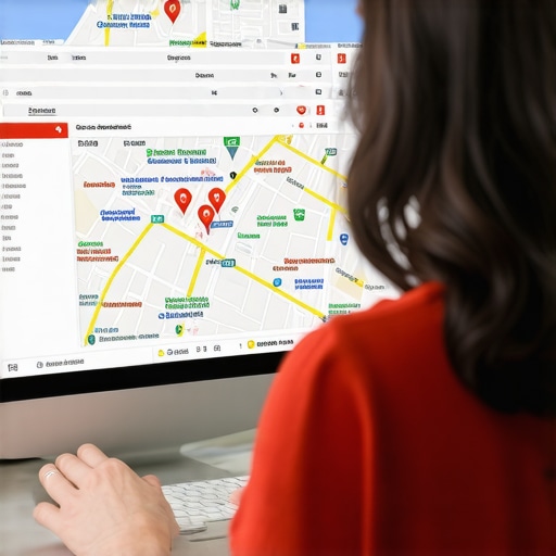 Person reviewing local SEO analytics on a laptop with Google Maps