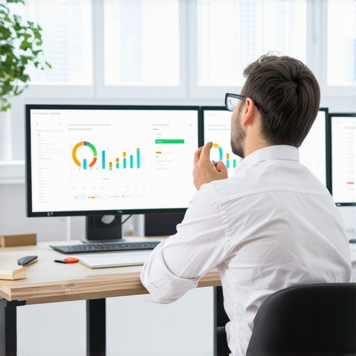 SEO analyst reviewing local search metrics and analytics on screens