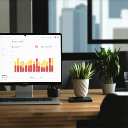 A workspace with SEO software, analytics, and ranking dashboards for Google My Business management.