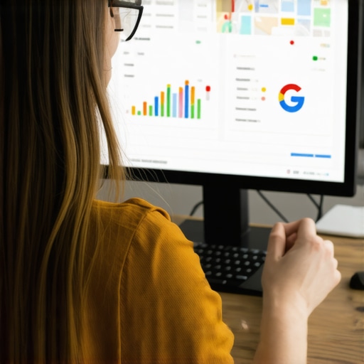 Person reviewing Google Maps ranking analytics on a laptop