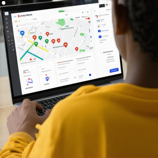 Person reviewing local SEO metrics and Google Maps analytics on laptop screen.
