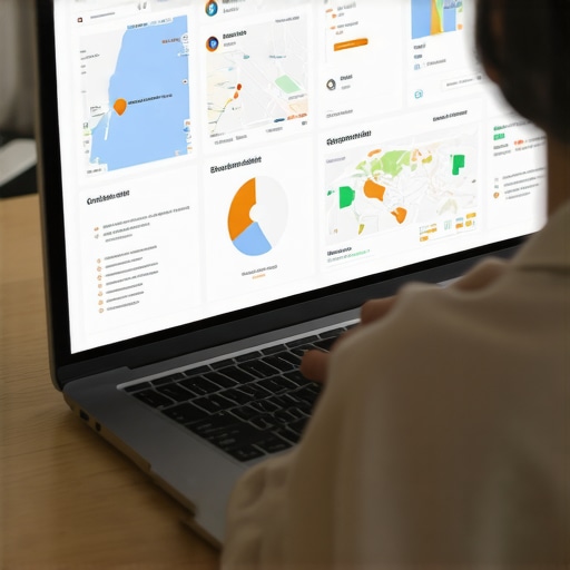 Individual managing Google My Business profiles with digital tools