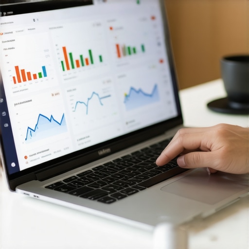 Person analyzing local SEO data on laptop with dashboards and graphs