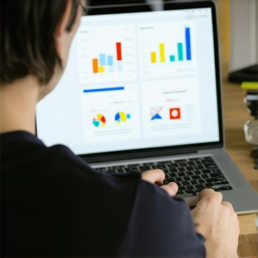 Person analyzing local SEO data on a laptop for GMB profile health.