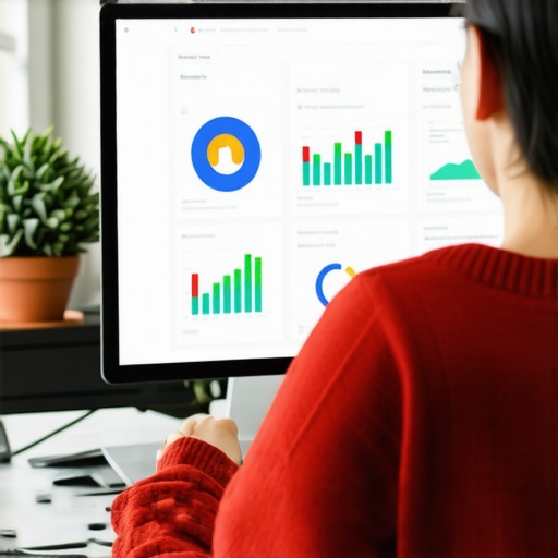 Business owner reviewing Google My Business profile and analytics on computer screen