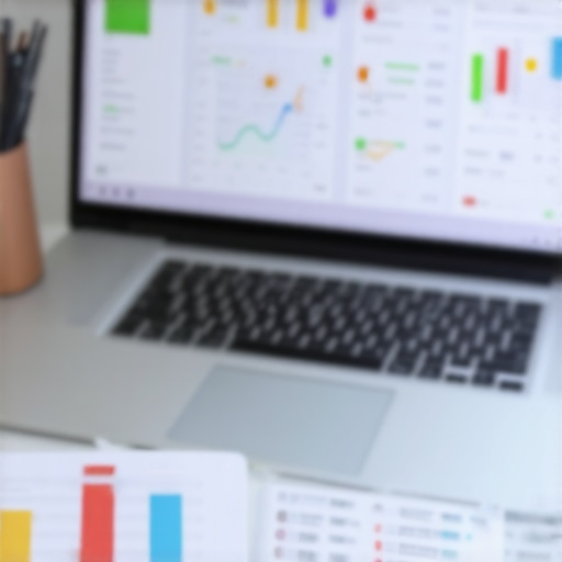 A workspace with SEO analytics tools and screens showing local search rankings.