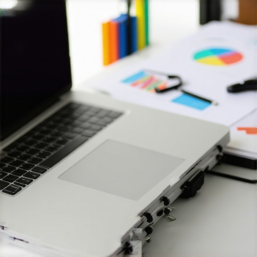 Essential Tools for Local SEO Maintenance A workspace featuring laptops, charts, and checklists related to local SEO management