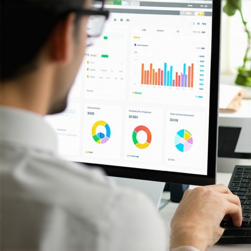 Digital marketer analyzing SEO metrics on computer for local business ranking