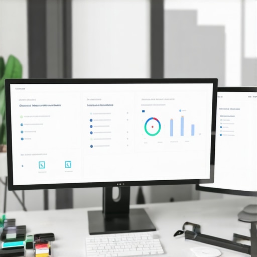 SEO tools for GMB maintenance Computer screens displaying local ranking dashboards and SEO analytics tools.